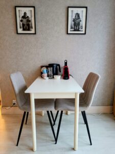 Werken op Le Soleil met koffie, thee of water